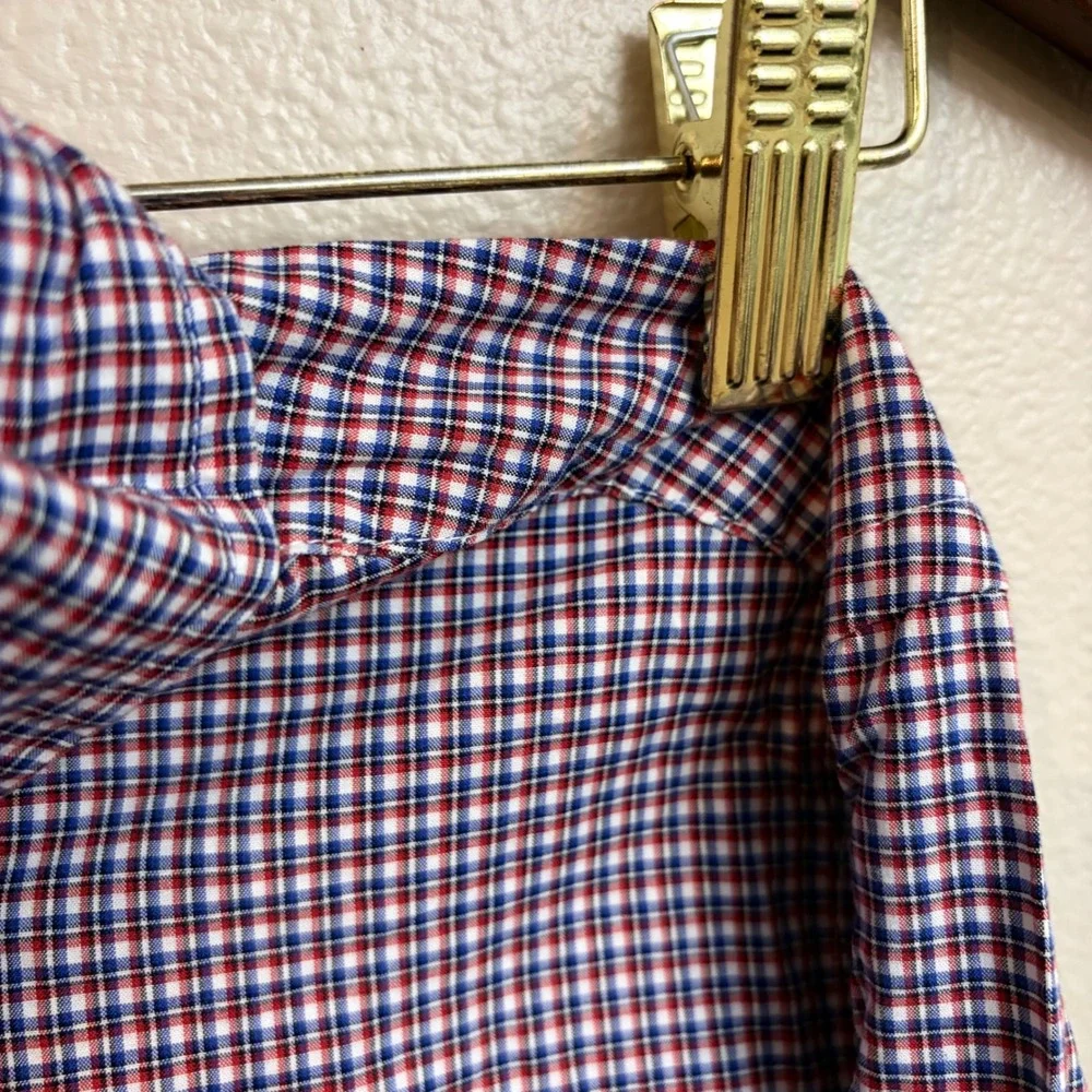 Ralph Lauren Button Down Shirt Size M (10-12) Red Blue White Plaid Preppy